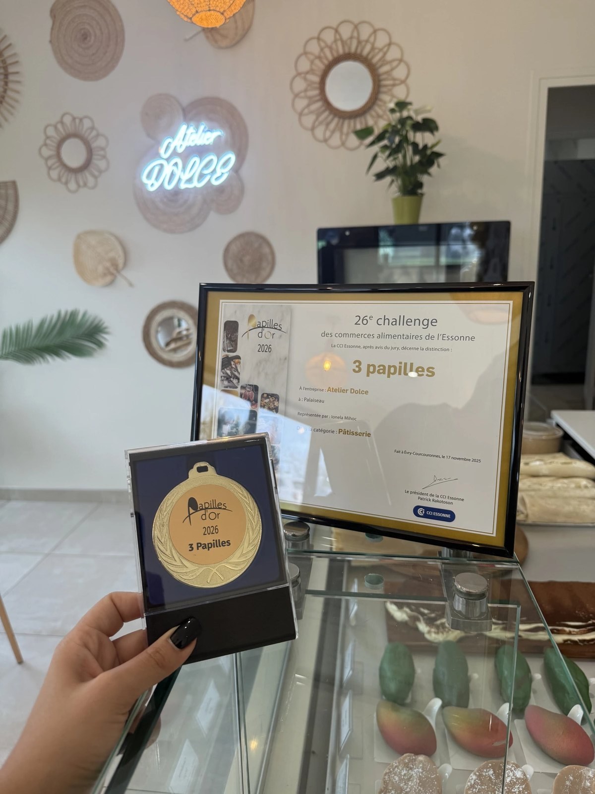 Diplôme et médaille 3 Papilles d'Atelier Dolce